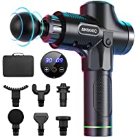 Pistola de Masaje Muscular- ANSGEC Pistola Masajeadora Muscular con 30 Niveles Ajustables- Potente- Ultra Silenciosos y…